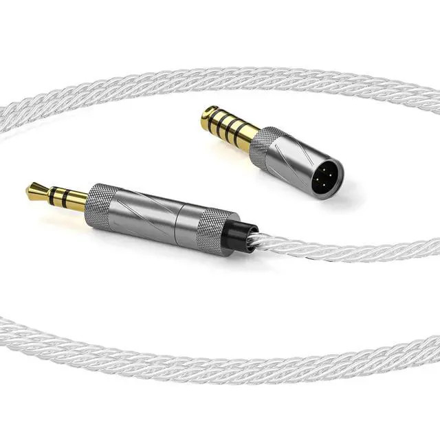 Alt view image 4 of 7 - Wired Earbuds in-Ear Headphones: Swappable 3.5 4.4mm Plug HiFi Stereo Dynamic Driver Silver Plated Cable Audiophile Music Gaming Monitoring (S3)