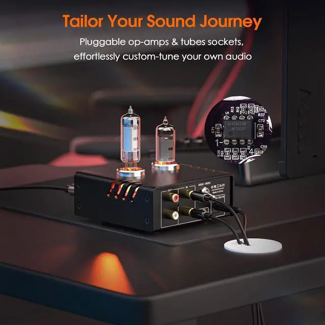Alt view image 4 of 7 - P5 Mini Tube Headphone Amplifier: 4.4mm Balanced & 6.35mm Output Preamp for Hi-Fi Desktop StudioDual-Mono DesignOp-Amp Tube RollingAdjustable Gain 16-600