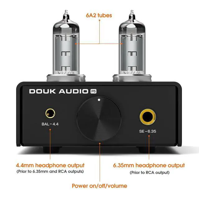 Alt view image 7 of 7 - P5 Mini Tube Headphone Amplifier: 4.4mm Balanced & 6.35mm Output Preamp for Hi-Fi Desktop StudioDual-Mono DesignOp-Amp Tube RollingAdjustable Gain 16-600