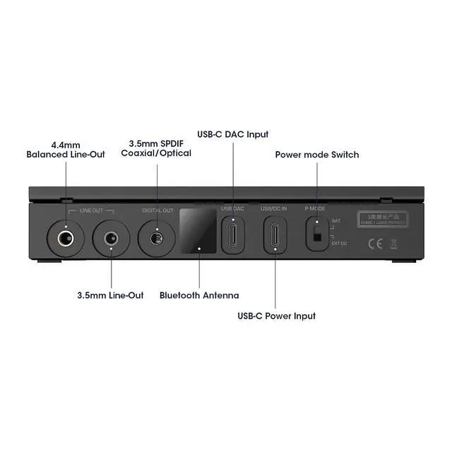 Alt view image 4 of 7 - EC Zero T Portable CD Player Multifunctional HiFi CD Player with R2R DAC Dual JAN6418 Tubes,5500mAh Battery,Support CD Ripping,HD Bluetooth,768kHz/32bit,DSD512,3.5/4.4mm/Coaxial/LINE Output