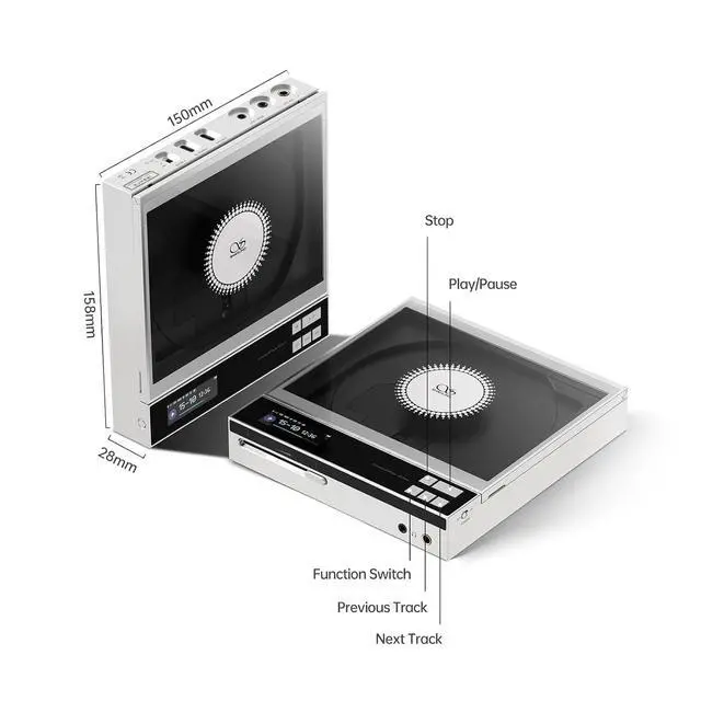 Alt view image 3 of 7 - EC Zero Portable CD Player, Support AK4493S DAC, 768kHz/32bit & DSD512, Hi-Res HiFi EC Zero AKM CD Player with CD Ripping, 4.4mm/3.5mm/Coaxial/LINE Output, 5500mAh Battery, 836mW@32