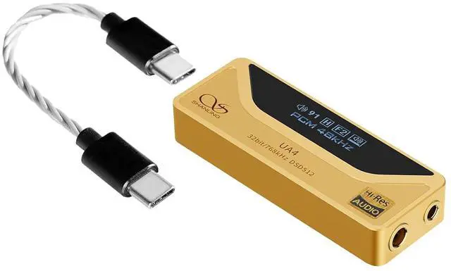 Main image of UA4 Headphone Amplifier,Portable USB DAC AMP,Support MQA 16X,768kHz DSD512,dongle Volume Control,3.5/4.4mm up to 237mW@32 Output,High Driving Power for Android/iOS/Mac/Windows(Golden)