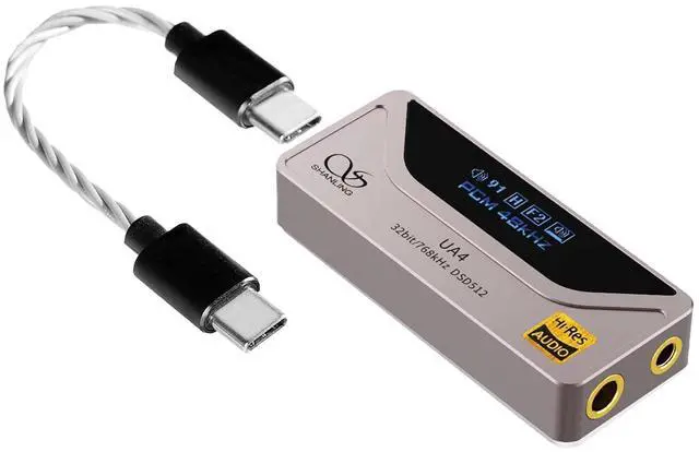 Main image of UA4 Headphone Amplifier, Portable USB DAC AMP, Support MQA 16X,768kHz DSD512,High Driving Power for Android/iOS/Mac/Windows,Dongle Volume Control,3.5/4.4mm up to 237mW@32 Output (Titanium)