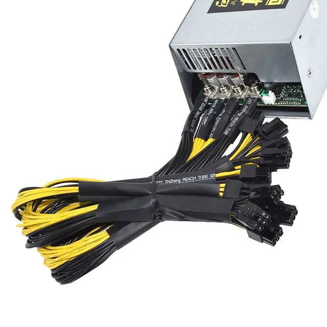 Alt view image 5 of 7 - 2000W 12V 166A ETH Mining Machine Power Supply 100-220V Input 10x6Pin 80% Efficiency Multi-GPU for BTC Antminer Bitcoin Mining Server