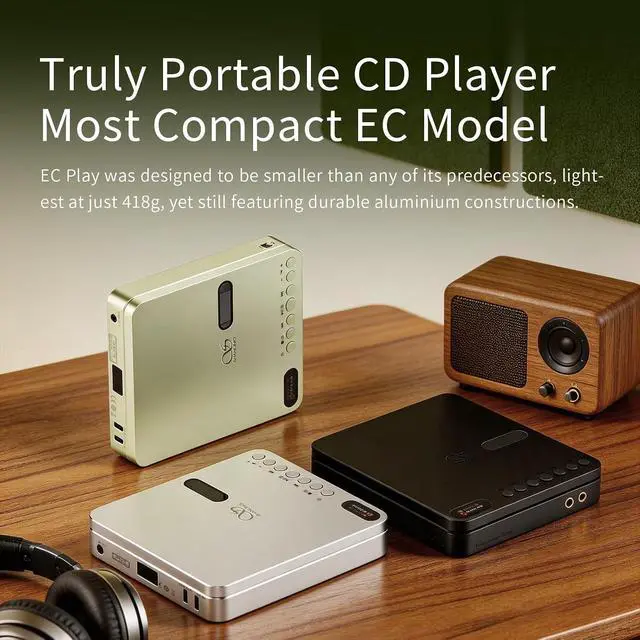 Alt view image 3 of 7 - EC Play Portable CD Player, Desktop Hi-Fi CD Player USB DAC Dual CS43198 DAC, SGM8262, 384kHz/32bit, DSD256 700mW Output, Two-Way Bluetooth 6.0, 12H Battery, 1.12-in Screen,4.4mm/3.5mm/Coaxial Output