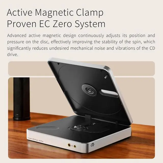 Alt view image 6 of 7 - EC Play Portable CD Player, Desktop Hi-Fi CD Player USB DAC Dual CS43198 DAC, SGM8262, 384kHz/32bit, DSD256 700mW Output, Two-Way Bluetooth 6.0, 12H Battery, 1.12-in Screen,4.4mm/3.5mm/Coaxial Output