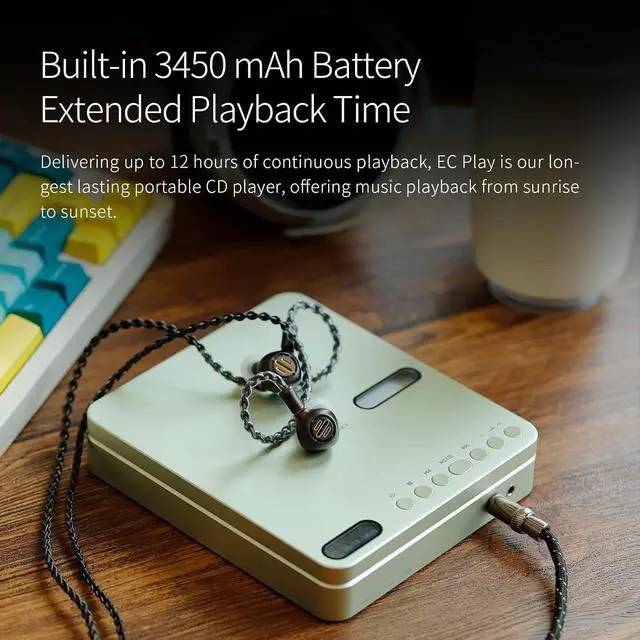 Alt view image 4 of 7 - EC Play Portable CD Player, Desktop Hi-Fi CD Player USB DAC Dual CS43198 DAC, SGM8262, 384kHz/32bit, DSD256 700mW Output, Two-Way Bluetooth 6.0, 12H Battery, 1.12-in Screen,4.4mm/3.5mm/Coaxial Output
