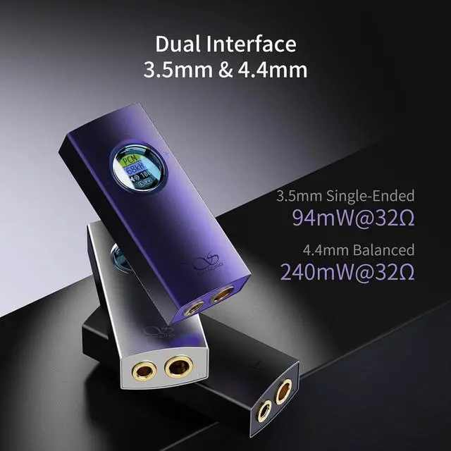 Alt view image 7 of 7 - UA1 II Headphone Amplifier Portable USB DAC AMP Dual CS43131 Chips, 3.5mm + 4.4mm, 768kHz/32bit DSD512, 0.96" LCD Display, Hi-Res Audio for Smartphones, PC (Purple)