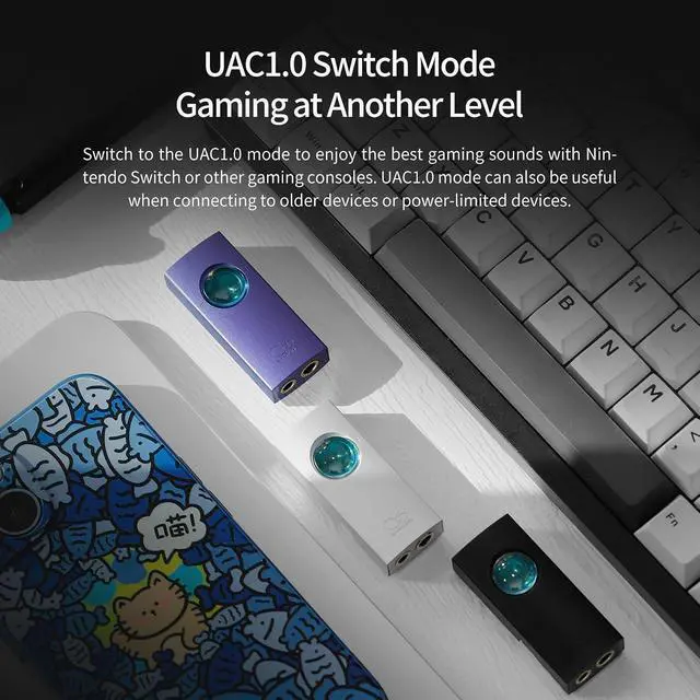 Alt view image 7 of 7 - UA1 II Portable Headphone Amplifier USB DAC AMP Dual CS43131 Chips, 3.5mm + 4.4mm, 768kHz/32bit DSD512, 0.96" LCD Display, Hi-Res Audio for Smartphones, PC (Black)