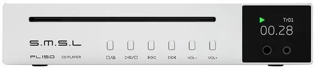 Main image of PL150 CD Player High Power CS43198 D/A chip, Standard/MQA-CD/HDCD CDs, with RCA/3.5mm & 4.4mm Headphone/Optical/Coaxial Output, for Vehicle/Laptop/TV/PC, CD Player Amp with Remote Control(Silver)