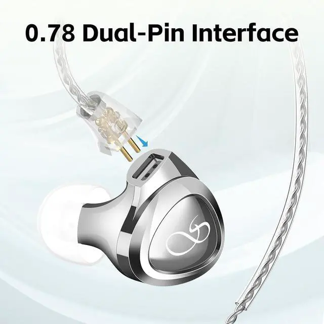 Alt view image 6 of 7 - SONO in-Ear Headphones Wired Earbuds, in Ear Monitor Hi-Res 2DD+1BA IEMs, Triple Dynamic Hybrid Lossless Earphones, 2 pin 0.78mm, 3.5mm Plug, Two Pair Replaceable Tunning Nozzles-Blue