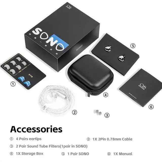 Alt view image 7 of 7 - SONO Headphones Wired Earbuds, in Ear Earphones Monitor Hi-Res 2DD+1BA IEMs, Triple Dynamic Hybrid Lossless Earphones, 2 pin 0.78mm, 3.5mm Plug, Two Pair Replaceable Tunning Nozzles