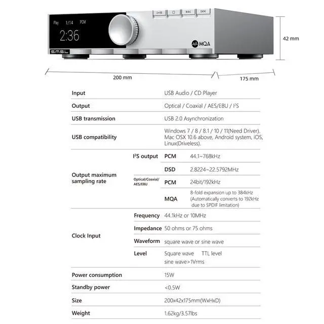 Alt view image 7 of 7 - PL200T MQA-CD Reference Digital Transport Triple Power Modes, Anti-Vibration Precision 32bit/768kHz DSD512 Clock Input and Output 44.1kHz/10MHz MQA Full Decoding CD Player with Remote Control