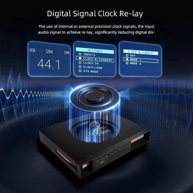Alt view image 2 of 6 - V.M.V T2 MQA-CD Player Hi-Res USB DAC High-End Bluetooth Digital Signal Clock Re-Lay, Hi-End Class CD Program Flagship DAC, Clock Input and Output, 32bit/768kHz DSD512 with Remote Control
