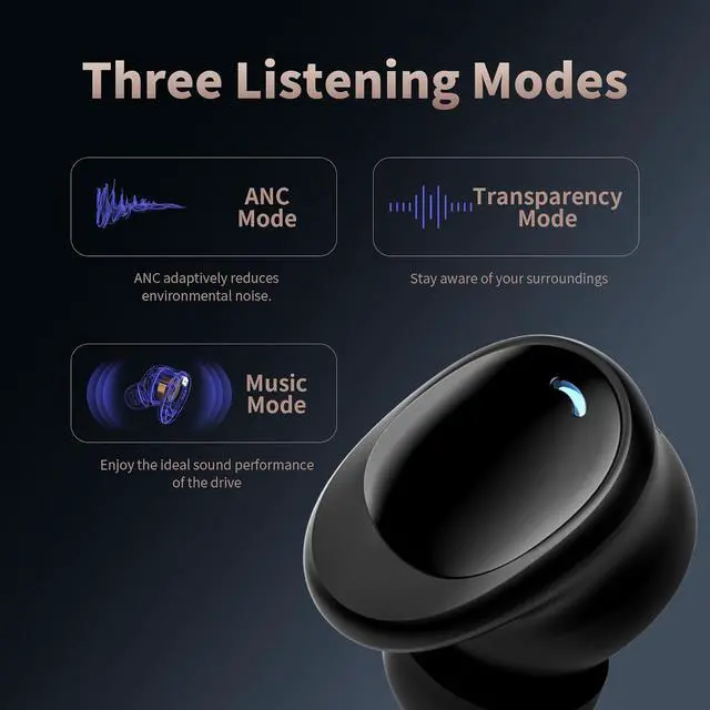 Alt view image 3 of 7 - MTW200 Plus Wireless Earbuds Bluetooth 5.3, 42H Playtime Stereo Sound Earbuds with ANC+ENC Noise Cancelling Mic, IPX7 Waterproof Sports Headphones, Type-C Zinc Alloy Charging case