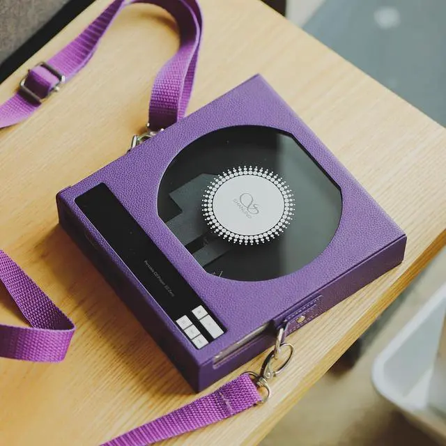 Alt view image 2 of 6 - EC Zero AKM Portable CD Player with Leather Case Purple, Support AK4493S DAC, 768kHz/32bit & DSD512, Hi-Res HiFi EC Zero CD Player with CD Ripping, 4.4mm/3.5mm/Coaxial/LINE Output