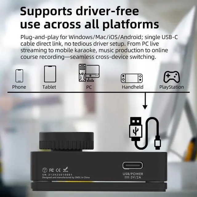 Alt view image 3 of 7 - Nano ONE Pro External Sound Card, Hi-Fi DSP Chip,Virtual 7.1 Surround Sound, for Windows/Mac/Phone/Live Stream/Game,3.5mm Headphone Output, Mic in, Plug and Play Driverless (Black)