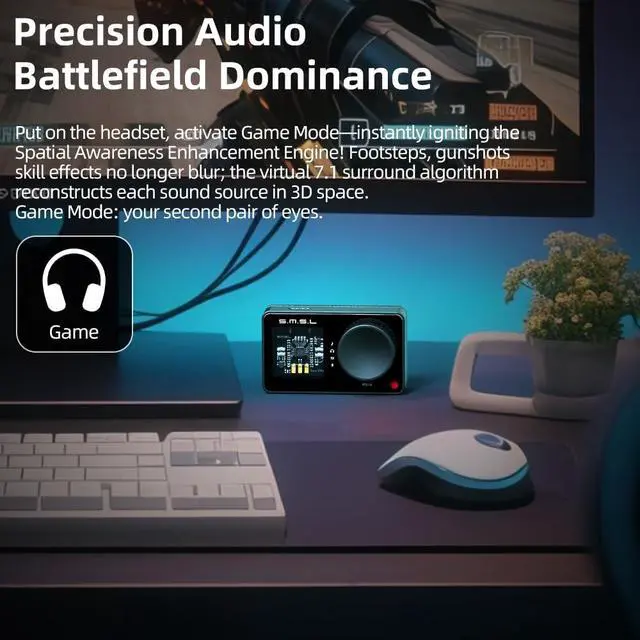 Alt view image 4 of 7 - Nano ONE Pro External Sound Card, Hi-Fi DSP Chip,Virtual 7.1 Surround Sound, for Windows/Mac/Phone/Live Stream/Game,3.5mm Headphone Output, Mic in, Plug and Play Driverless (Black)