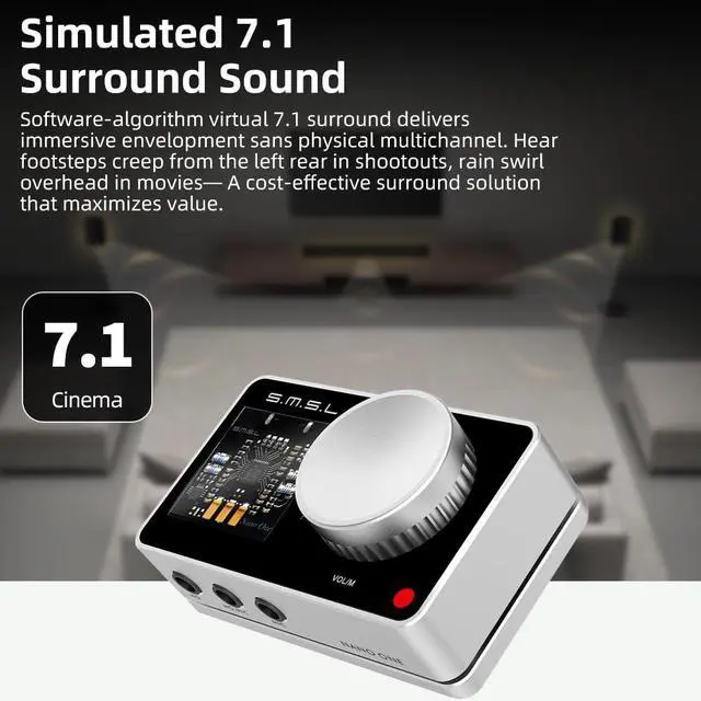 Alt view image 5 of 7 - Nano ONE Pro External Sound Card, Hi-Fi DSP Chip,Virtual 7.1 Surround Sound, for Windows/Mac/Phone/Live Stream/Game,3.5mm Headphone Output, Mic in, Plug and Play Driverless (Black)
