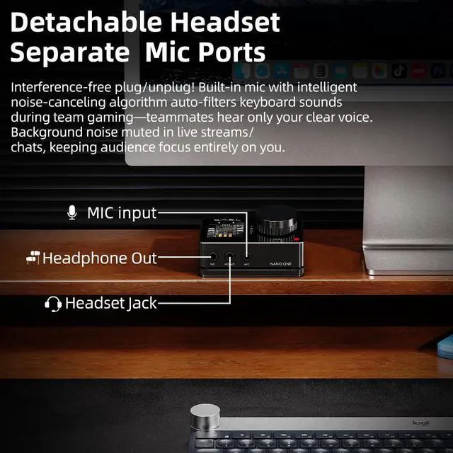 Alt view image 6 of 7 - Nano ONE Pro External Sound Card, Hi-Fi DSP Chip,Virtual 7.1 Surround Sound, for Windows/Mac/Phone/Live Stream/Game,3.5mm Headphone Output, Mic in, Plug and Play Driverless (Black)