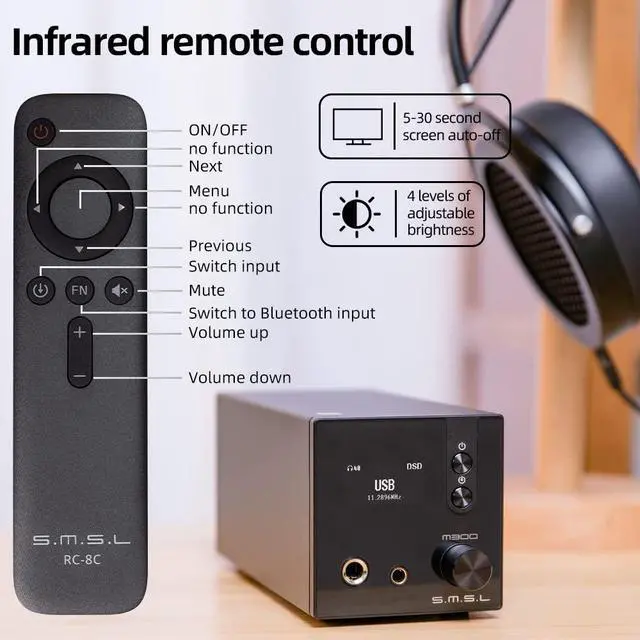 Alt view image 5 of 7 - Upgraded M300SE HiFi Headphone Amplifier, 2PCS of CS43131 MQA Audio DAC, USB/Optical/Coaxial/Bluetooth Input DSD MQA XMOS Balanced XLR Output THD+N 0.00013% with Remote Control