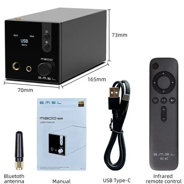 Alt view image 6 of 7 - Upgraded M300SE HiFi Headphone Amplifier, 2PCS of CS43131 MQA Audio DAC, USB/Optical/Coaxial/Bluetooth Input DSD MQA XMOS Balanced XLR Output THD+N 0.00013% with Remote Control