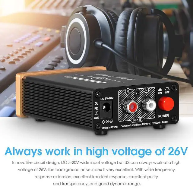 Alt view image 2 of 6 - U3 Headphone Amps, Mini Hi-Fi Amplifier for Home Desktop PC 6.35mm / 3.5mm Headsets, Class A, RCA Input, DC 5V