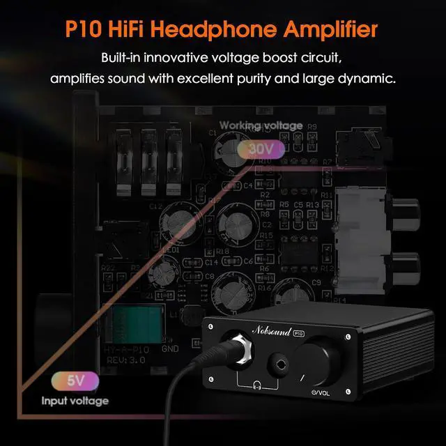 Alt view image 2 of 7 - Nobsound P10 HiFi Headphone Amplifier: 1100mW Output (24600) 30V Boost RCA/3.5mm Inputs & 6.35/3.5mm Outputs Swappable Op-Amps for Audiophiles & HiFi Music Lovers