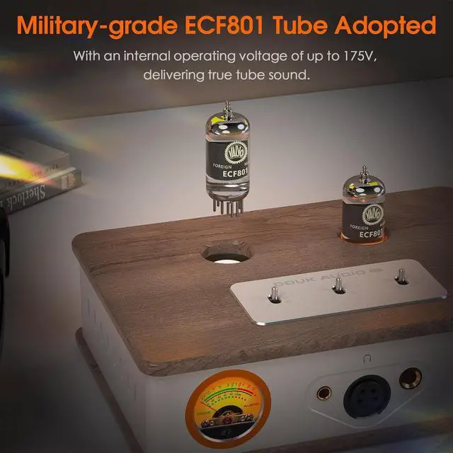 Alt view image 4 of 7 - Tube Headphone Amp: for XLR, 4.4mm, 6.35mm HiFi Headphones, Stereo Preamplifier for Amplifiers, Speakers, Home Desktop Audio System, with VU Meter & German Valvo Vacuum Tubes (E2)