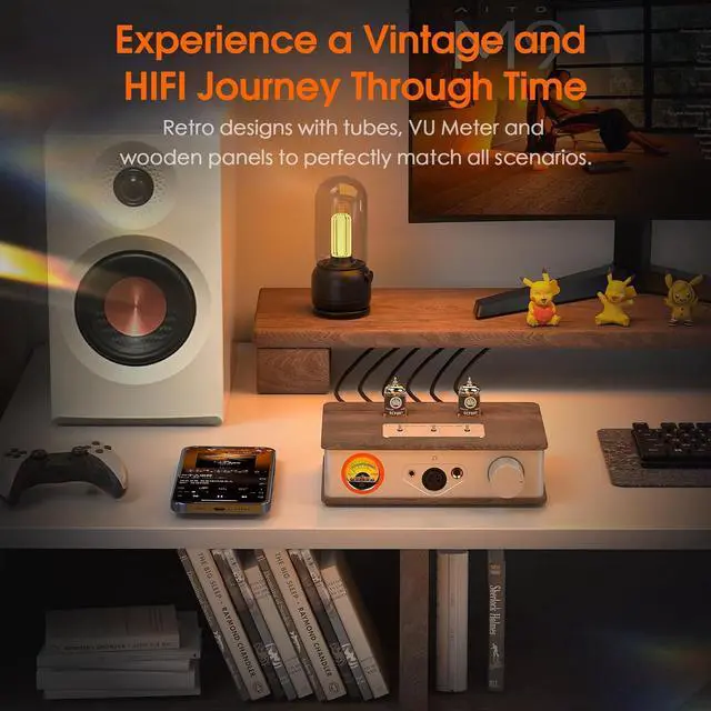 Alt view image 5 of 7 - Tube Headphone Amp: for XLR, 4.4mm, 6.35mm HiFi Headphones, Stereo Preamplifier for Amplifiers, Speakers, Home Desktop Audio System, with VU Meter & German Valvo Vacuum Tubes (E2)