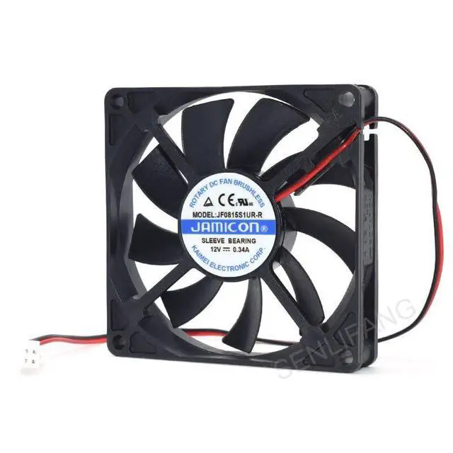Alt view image 3 of 5 - New 8CM Square Cooling JF0815S1UR-R DC 12V 0.34A 80x80x15mm 2-Wire Server Cooler Fan