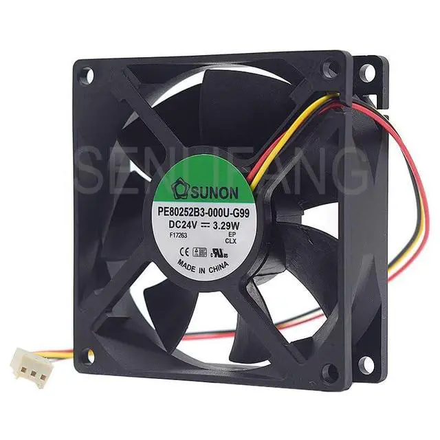 Alt view image 2 of 3 - New 8CM Square Cooler PE80252B3-000U-G99 DC 24V 3.29W 80x80x25MM 3Lines Server Cooling Fan