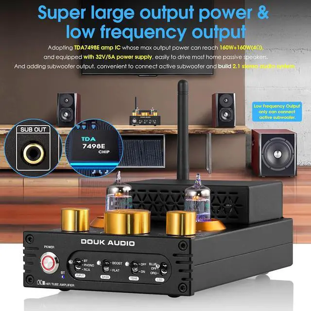 Alt view image 3 of 7 - HiFi Bluetooth 5.0 Vacuum Tube Amplifier + Matched GE JAN 5654W Tubes Bundle | 320W Phono Amp for Turntables w/Tube Upgrade | Audiophile Sound Enhancement