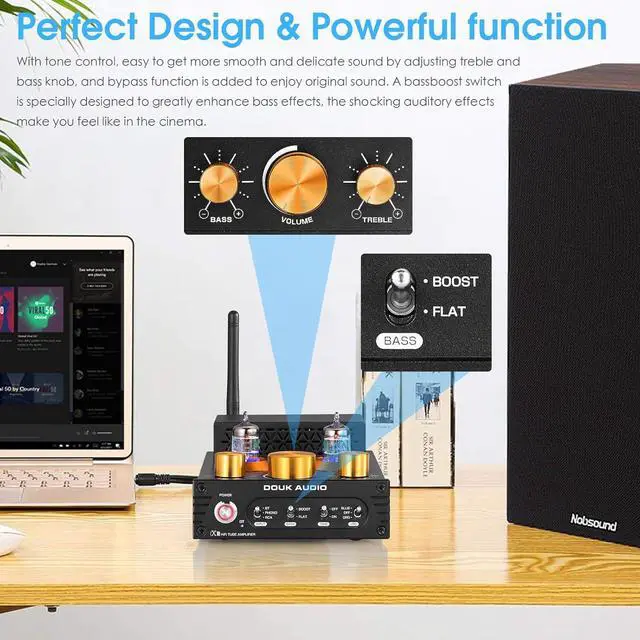 Alt view image 5 of 7 - HiFi Bluetooth 5.0 Vacuum Tube Amplifier + Matched GE JAN 5654W Tubes Bundle | 320W Phono Amp for Turntables w/Tube Upgrade | Audiophile Sound Enhancement