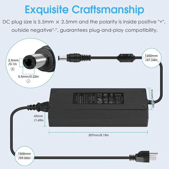 Alt view image 4 of 7 - 48V10A DC Power Supply Adapter 480W 100-240V Transformer for Amplifier