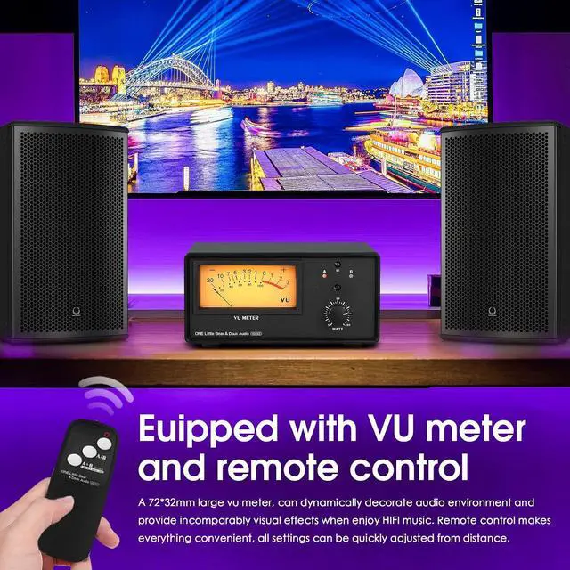 Alt view image 3 of 7 - VU102 2 Zone Speaker Selector Box Amplifier Switch with VU Meter and Remote Control for Home Stereo System Studio Sound Comparison