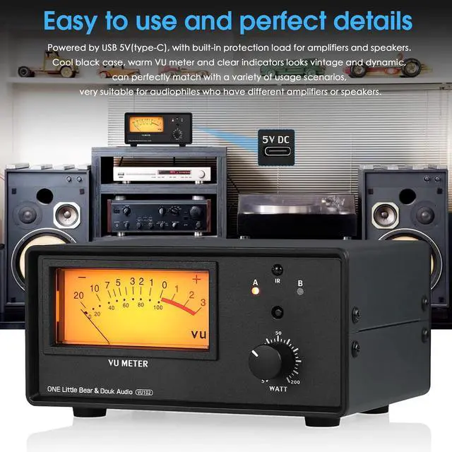 Alt view image 5 of 7 - VU102 2 Zone Speaker Selector Box Amplifier Switch with VU Meter and Remote Control for Home Stereo System Studio Sound Comparison