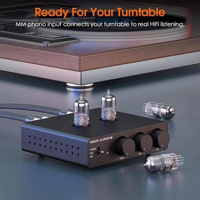 Alt view image 3 of 7 - Tube Preamp MM Phono Stage HiFi Stereo Preamplifier w/Low Pass Filter, SUB Out