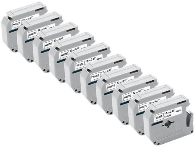Main image of 10 Pack 12mm Label Tape Compatible with MK231 MK631 MK131 PT70 PT80 Printer(10PK Black on White)
