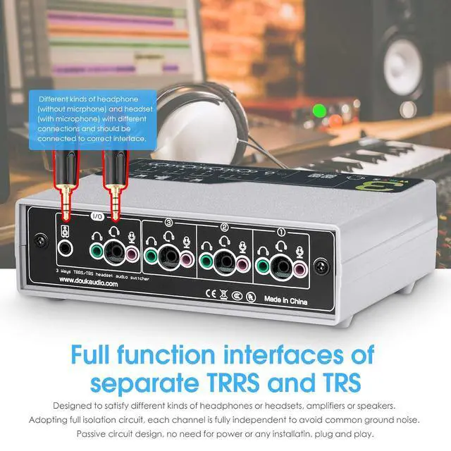 Alt view image 4 of 7 - MC1034 Portable 3-Way 3.5mm AUX Audio Switcher, Audio Selector for Headphones, Speakers, and Microphones