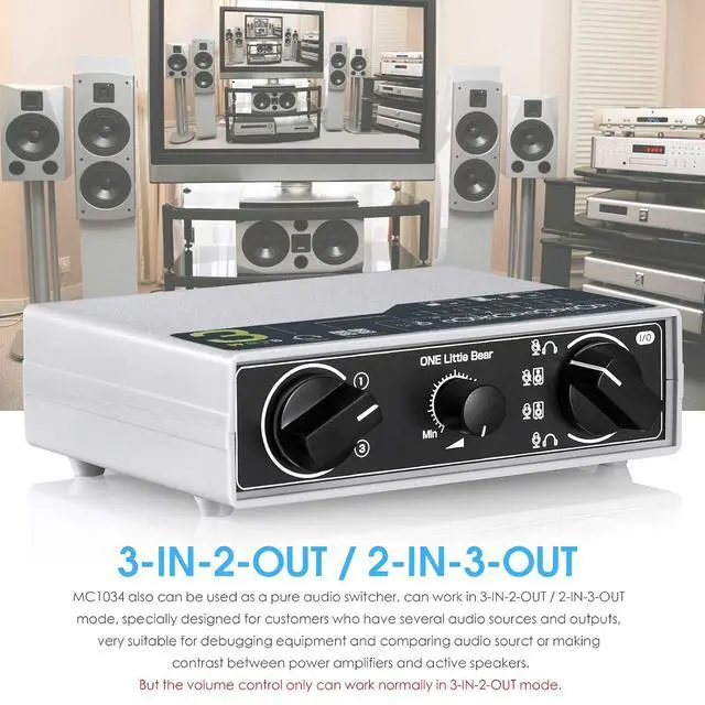 Alt view image 5 of 7 - MC1034 Portable 3-Way 3.5mm AUX Audio Switcher, Audio Selector for Headphones, Speakers, and Microphones