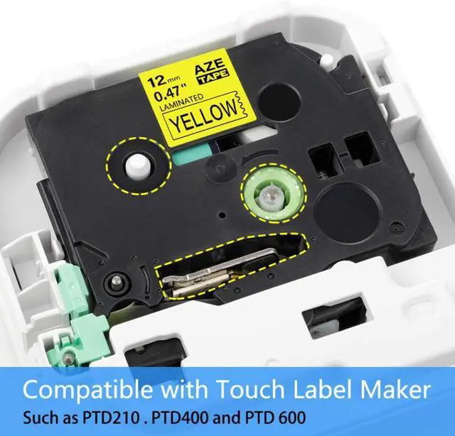 Alt view image 3 of 3 - 10PK AZE-631 12mm Label Tape Works with Tz TZe 631 Printers Black On Yellow Laminated Ribbon Standard Size