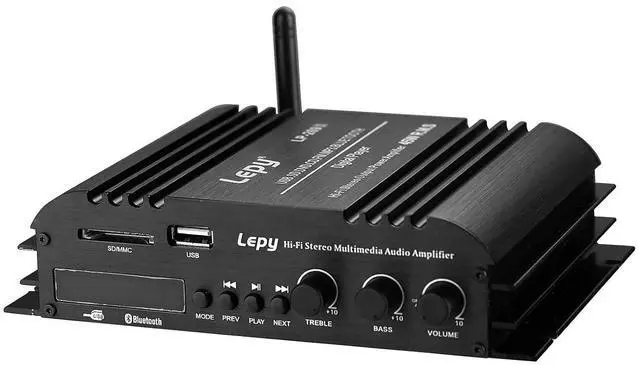 Main image of Lepy Hi-Fi Stereo Multimedia 4-Channel 180w (45W x 4) Bluetooth Power Amplifier Audio Amp Booster USB SD DVD CD FM MP3 for Car Vehicle Home Booster Remote Control & LED Display Screen