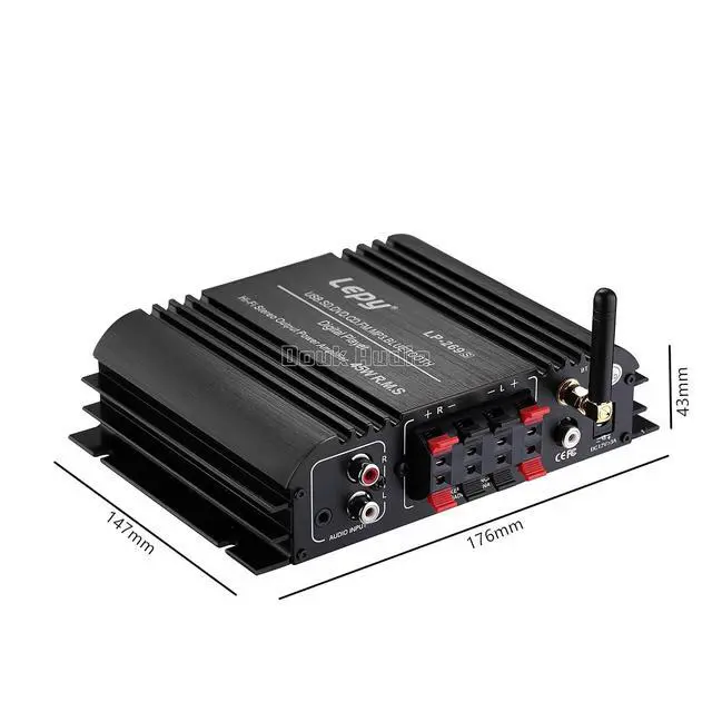 Alt view image 7 of 7 - Lepy Hi-Fi Stereo Multimedia 4-Channel 180w (45W x 4) Bluetooth Power Amplifier Audio Amp Booster USB SD DVD CD FM MP3 for Car Vehicle Home Booster Remote Control & LED Display Screen