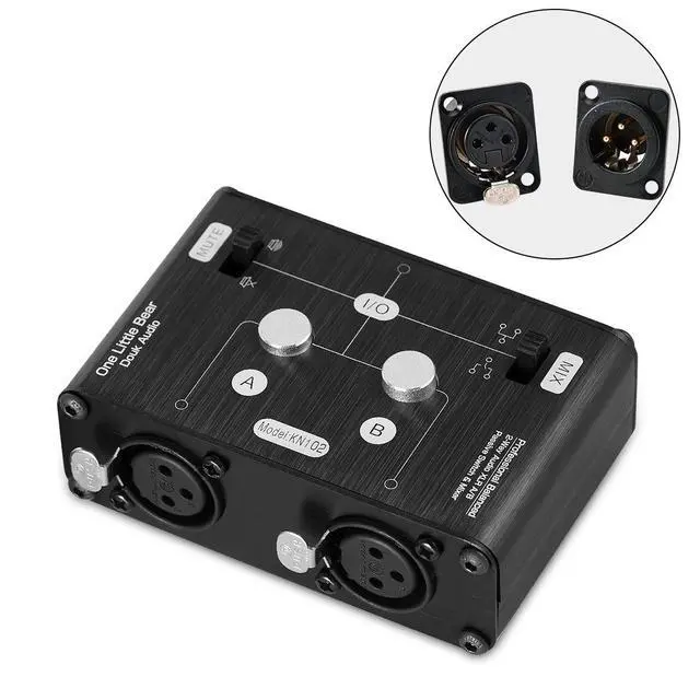Alt view image 7 of 7 - 2 Way XLR Balanced Stereo Audio Switcher Passive A/B Mini Switch Box Mixer Sound Splitter (KN102, 2-IN-1-OUT)