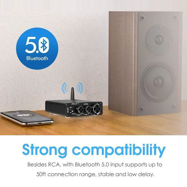 Alt view image 3 of 7 - NS-15G 2 Channel Bluetooth Power Amplifier 200W Class D Digital Audio Amp for Speakers, Home Theater, with Treble Bass Tone Control