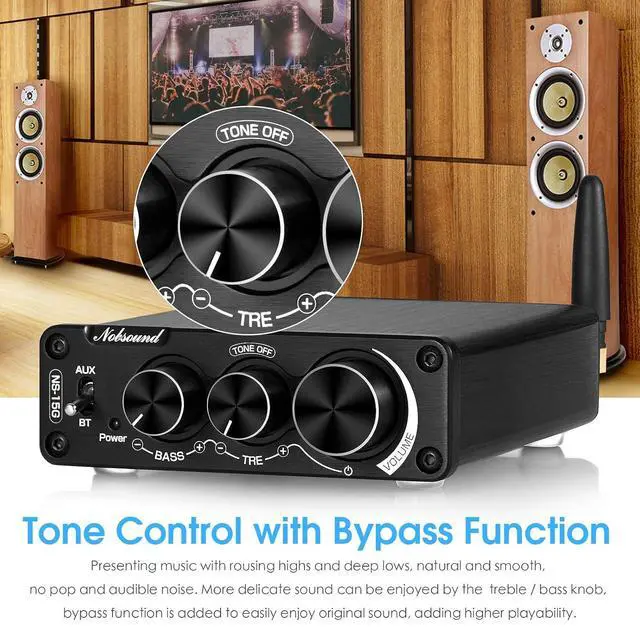 Alt view image 4 of 7 - NS-15G 2 Channel Bluetooth Power Amplifier 200W Class D Digital Audio Amp for Speakers, Home Theater, with Treble Bass Tone Control