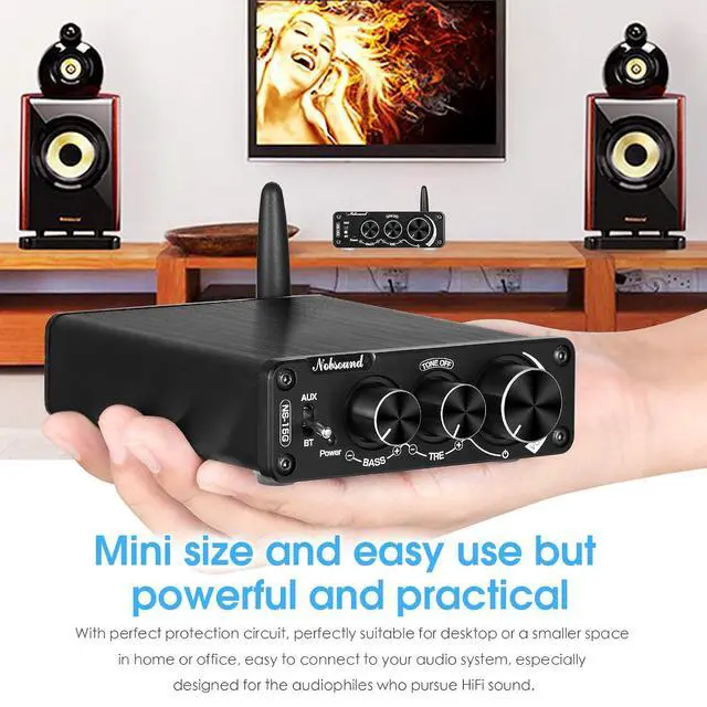 Alt view image 7 of 7 - NS-15G 2 Channel Bluetooth Power Amplifier 200W Class D Digital Audio Amp for Speakers, Home Theater, with Treble Bass Tone Control