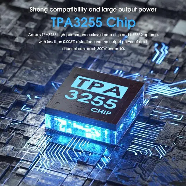 Alt view image 2 of 7 - TA-21 PRO 2 Channel Bluetooth Amp Receiver 300W x 2, TPA3255 Stereo Digital Amplifier with DSP for Wired Speakers and Home Audio System