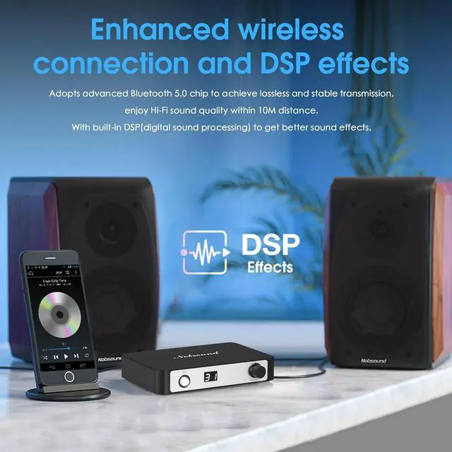 Alt view image 3 of 7 - TA-21 PRO 2 Channel Bluetooth Amp Receiver 300W x 2, TPA3255 Stereo Digital Amplifier with DSP for Wired Speakers and Home Audio System